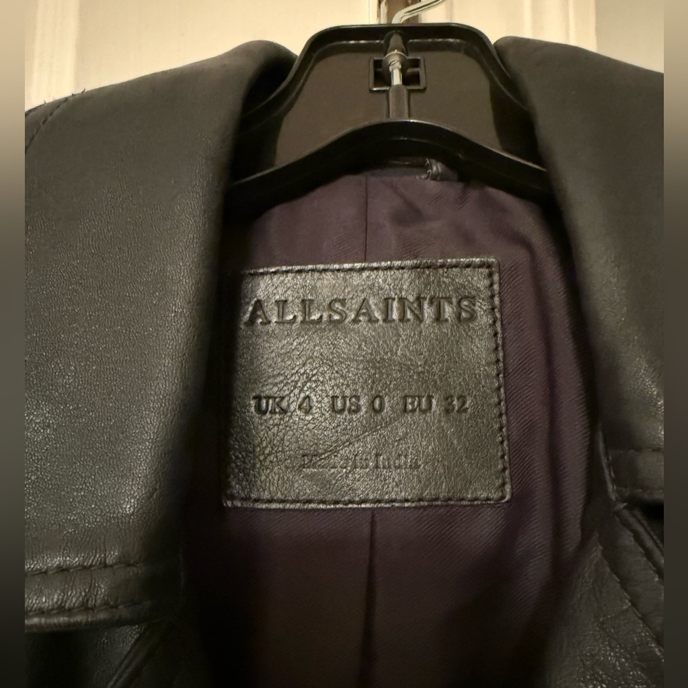 All Saints Black Leather Biker Jacket - Picture 2 of 4